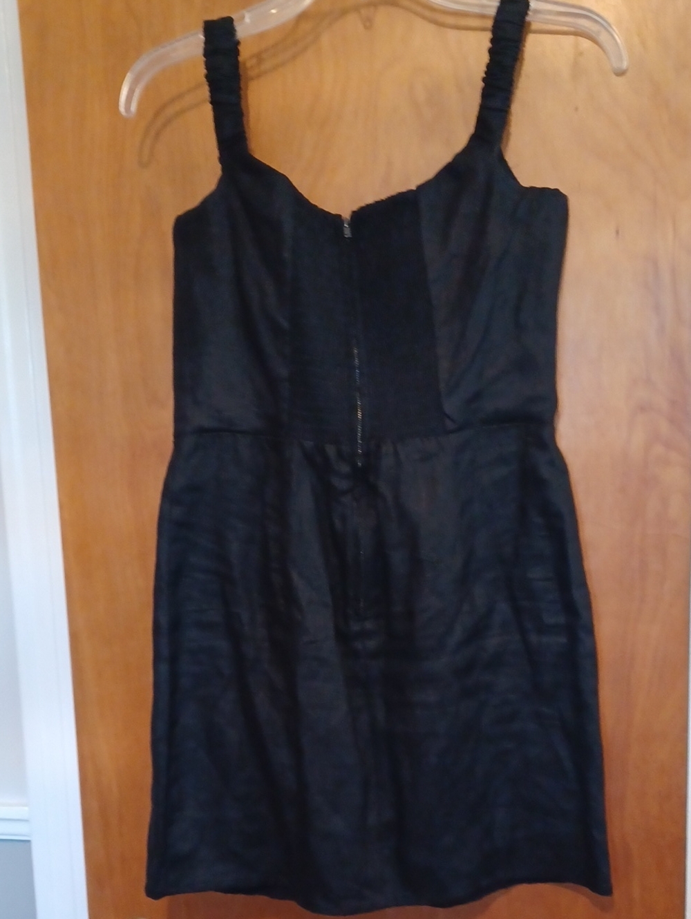 Reformation Black Linen Mini Dress.  Size 8.  Gathered Back With Zipper.  NWOT! - Picture 3 of 7